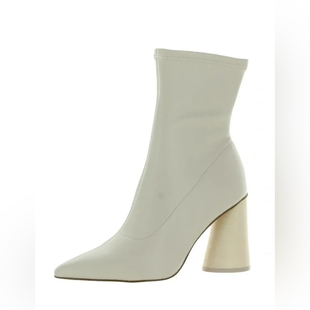 STEVE MADDEN Valyant Ankle Stretch Heeled Booties Women’s Fashion Boots Cream 11